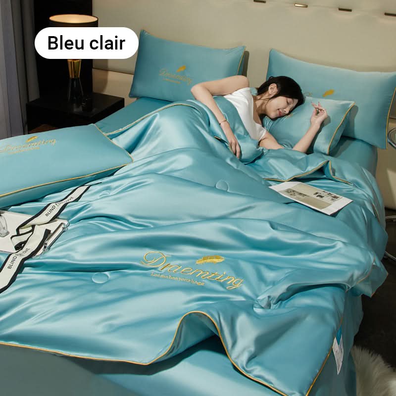 ❄️Parure de lit quatre pièces en velours de haute qualité💕Confortable et rafraîchissant