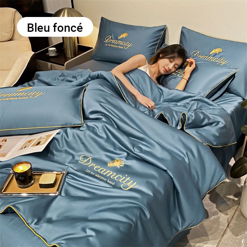 ❄️Parure de lit quatre pièces en velours de haute qualité💕Confortable et rafraîchissant