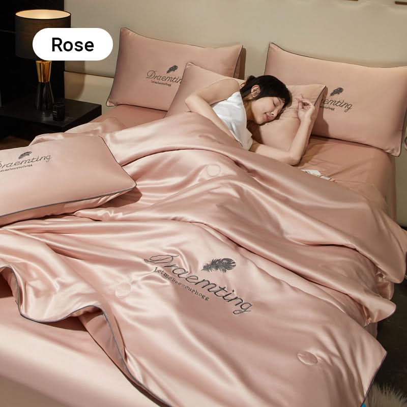 ❄️Parure de lit quatre pièces en velours de haute qualité💕Confortable et rafraîchissant