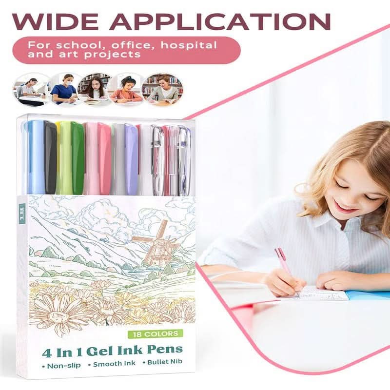 📢✨ Meilleure idée cadeau 50% 🎁-🌈 Stylos d'encre en gel 4 en 1