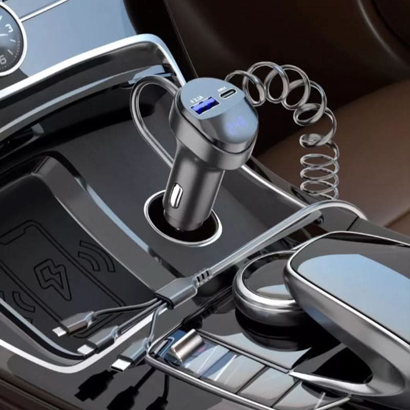 Chargeur de Téléphone pour Voiture à Charge Rapide avec Câble de Chargement 3 en 1