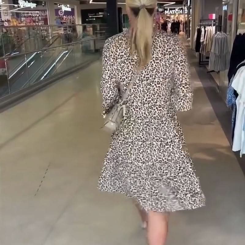 🌸Vente chaude d'été -49 %🌸Robe ample à col en V et imprimé léopard tendance pour femme