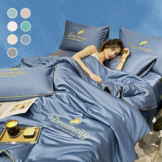 ❄️Parure de lit quatre pièces en velours de haute qualité💕Confortable et rafraîchissant