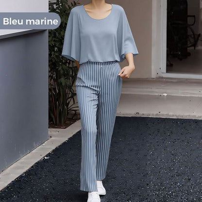 🔥 Ensemble pantalon imprimé et top à col ras du cou