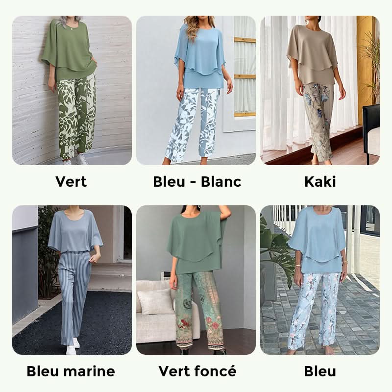 🔥 Ensemble pantalon imprimé et top à col ras du cou