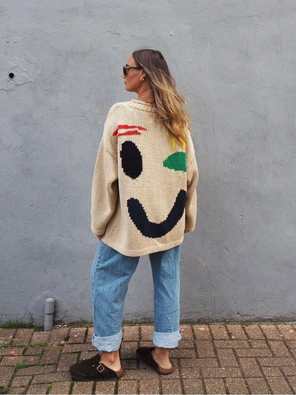 Joyeux dimanche-Pull en Tricot pour Femmes