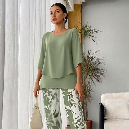 🔥 Ensemble pantalon imprimé et top à col ras du cou