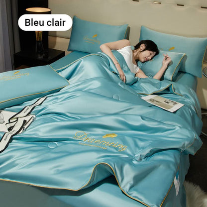 ❄️Parure de lit quatre pièces en velours de haute qualité💕Confortable et rafraîchissant