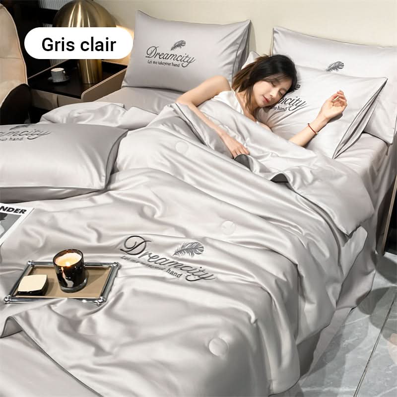 ❄️Parure de lit quatre pièces en velours de haute qualité💕Confortable et rafraîchissant