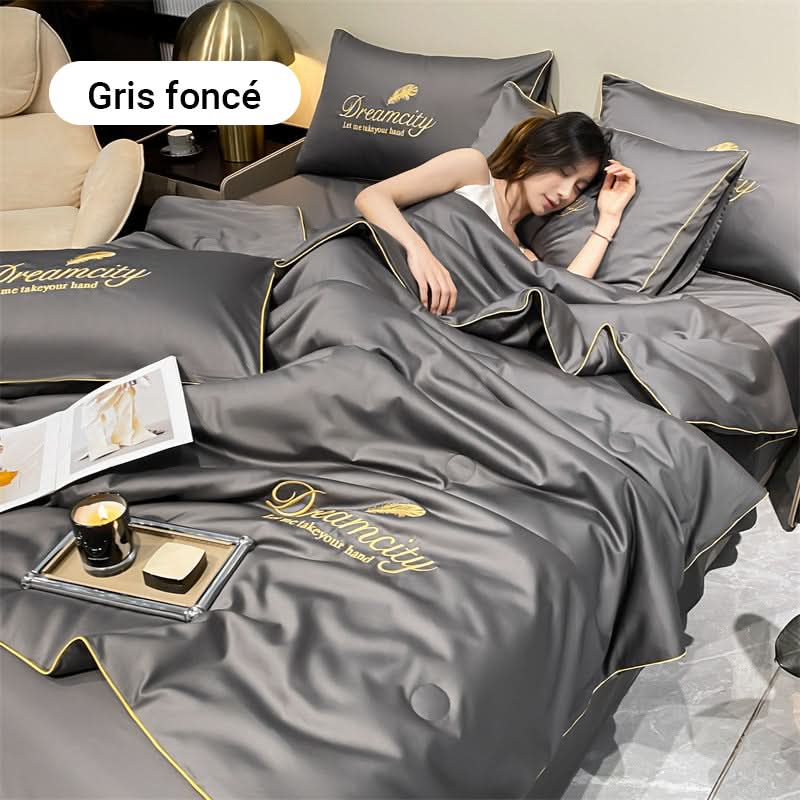 ❄️Parure de lit quatre pièces en velours de haute qualité💕Confortable et rafraîchissant