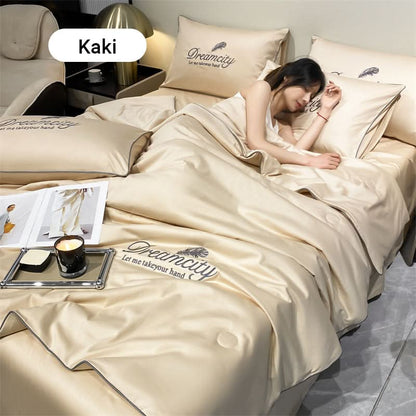 ❄️Parure de lit quatre pièces en velours de haute qualité💕Confortable et rafraîchissant