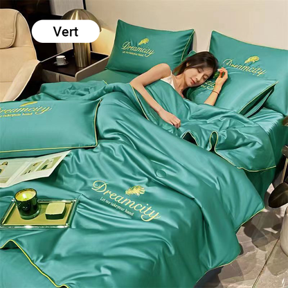 ❄️Parure de lit quatre pièces en velours de haute qualité💕Confortable et rafraîchissant