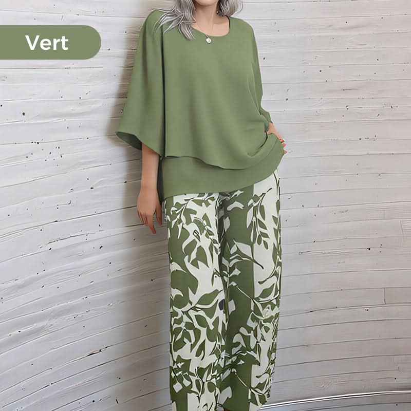 🔥 Ensemble pantalon imprimé et top à col ras du cou
