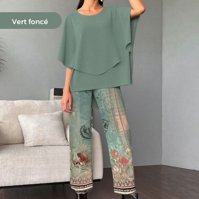 🔥 Ensemble pantalon imprimé et top à col ras du cou