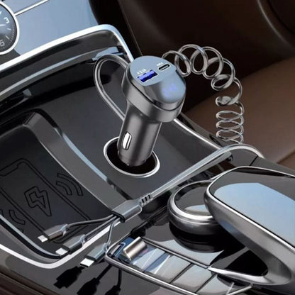 Chargeur de Téléphone pour Voiture à Charge Rapide avec Câble de Chargement 3 en 1