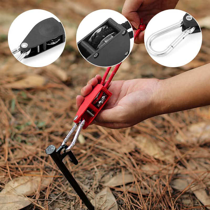 🔥55% DE RÉDUCTION🪢Tente fixe réglable portable - Corde de camping à poulie à dégagement rapide haute résistance🌳 (4 pièces/ensemble)