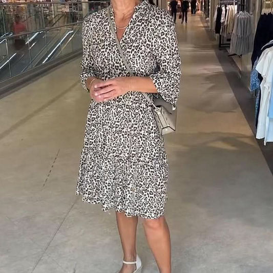 🌸Vente chaude d'été -49 %🌸Robe ample à col en V et imprimé léopard tendance pour femme