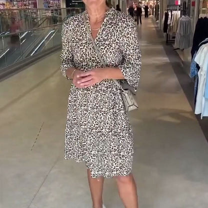 🌸Vente chaude d'été -49 %🌸Robe ample à col en V et imprimé léopard tendance pour femme