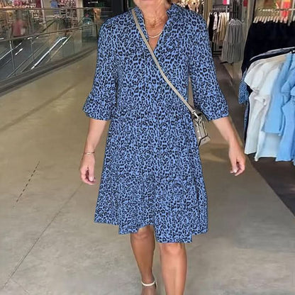 🌸Vente chaude d'été -49 %🌸Robe ample à col en V et imprimé léopard tendance pour femme