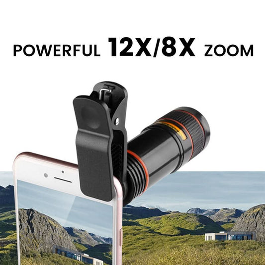 Téléobjectif 12/8X pour téléphone avec trépied