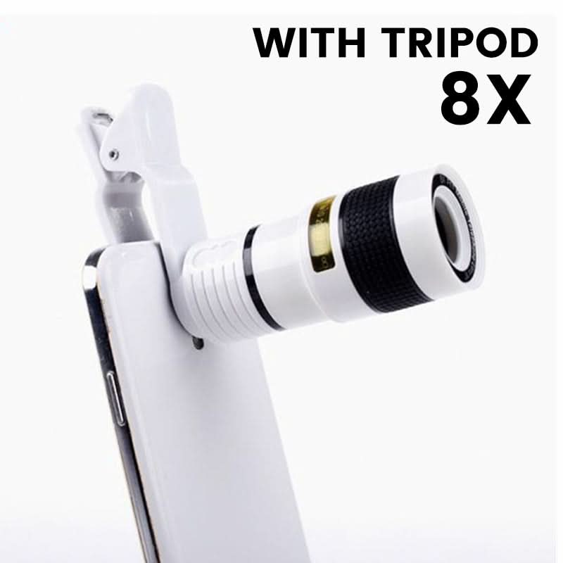 Téléobjectif 12/8X pour téléphone avec trépied