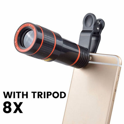 Téléobjectif 12/8X pour téléphone avec trépied