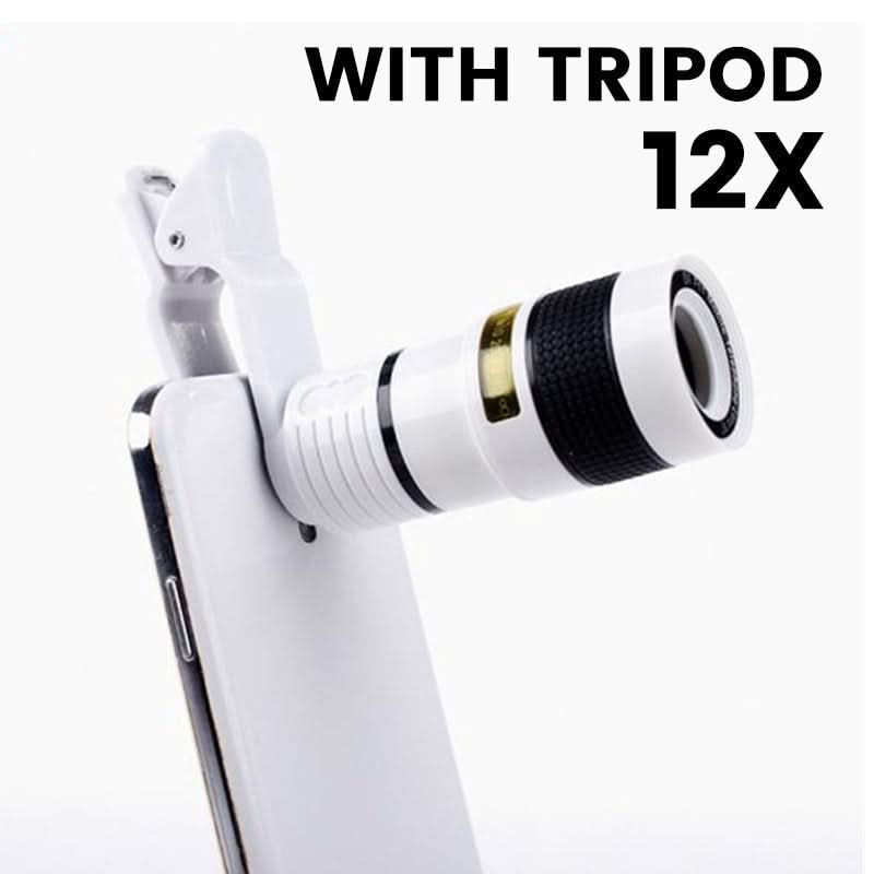 Téléobjectif 12/8X pour téléphone avec trépied
