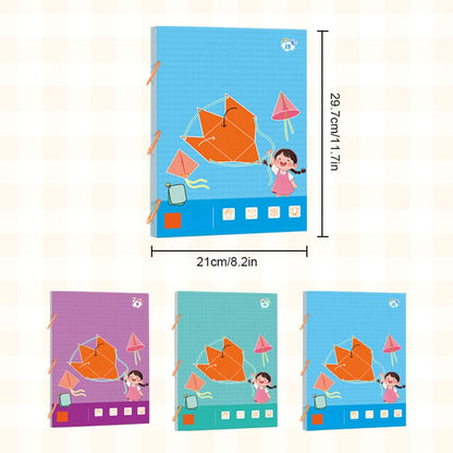 Livre éducatif pour apprendre la géométrie en 3D avec ficelle à tirer