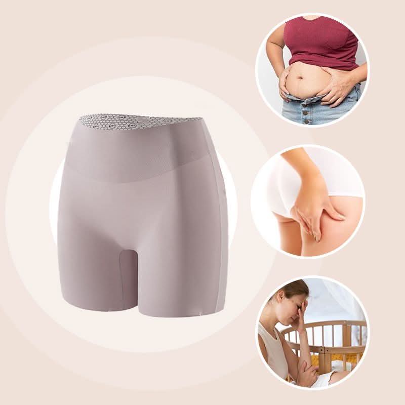 Sous-vêtements féminins taille haute en soie glacée avec contrôle de l'abdomen Hip-lifting