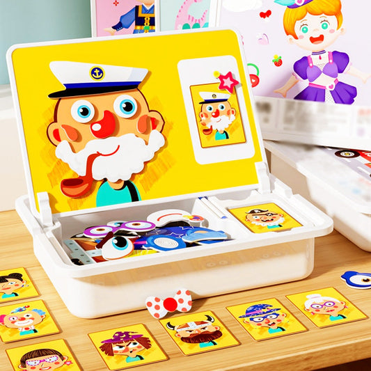 Boîte à puzzle magnétique pour enfants avec jeu et planche à dessin